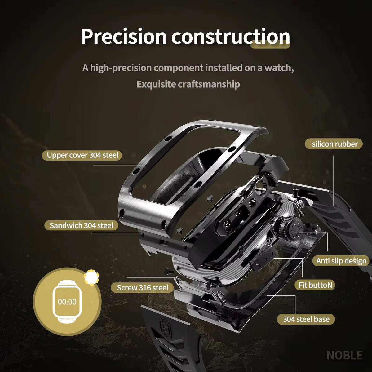 KREWLINE - Shellbox BLACK 44/45mm Shockproof Apple Watch Case