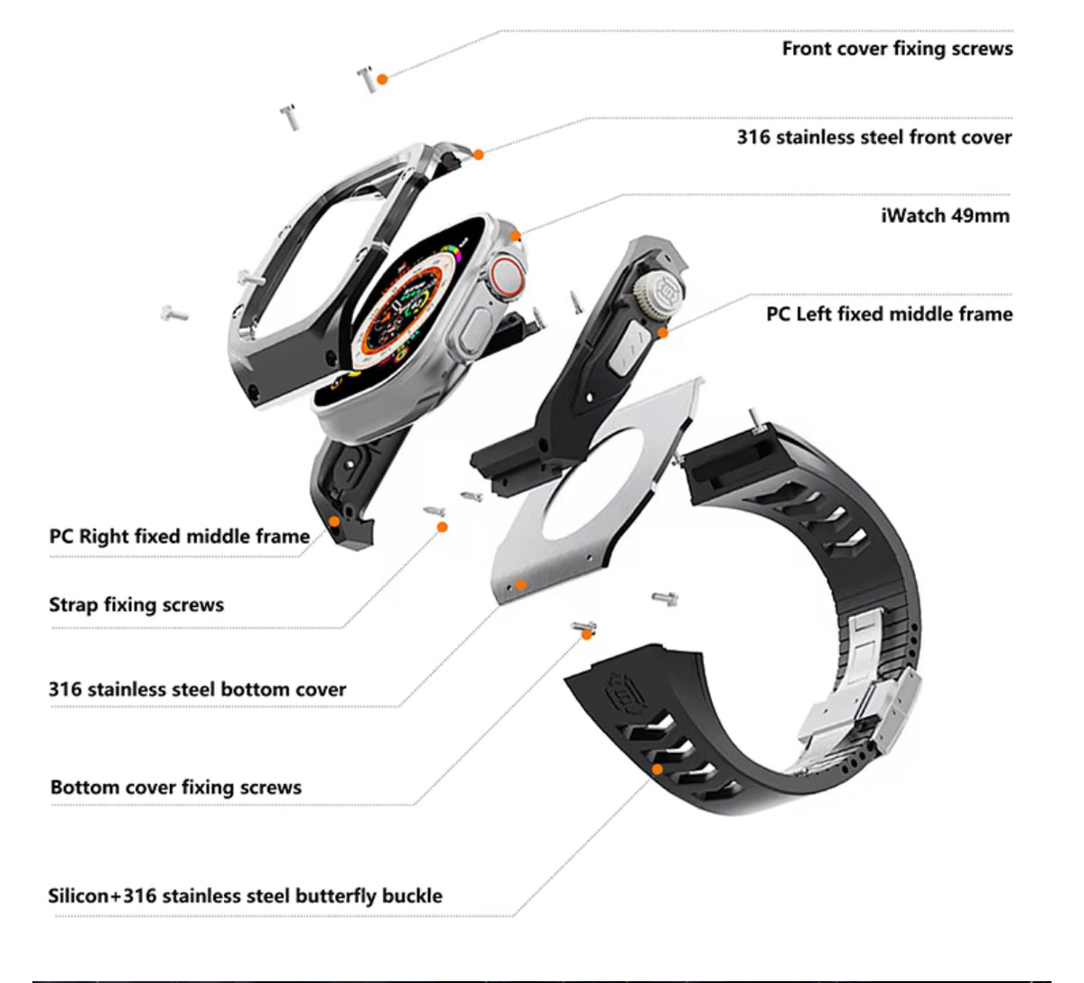 KREWLINE x SHELLBOX | 316 Stainless Steel Apple Watch Ultra Case & Silicone Band