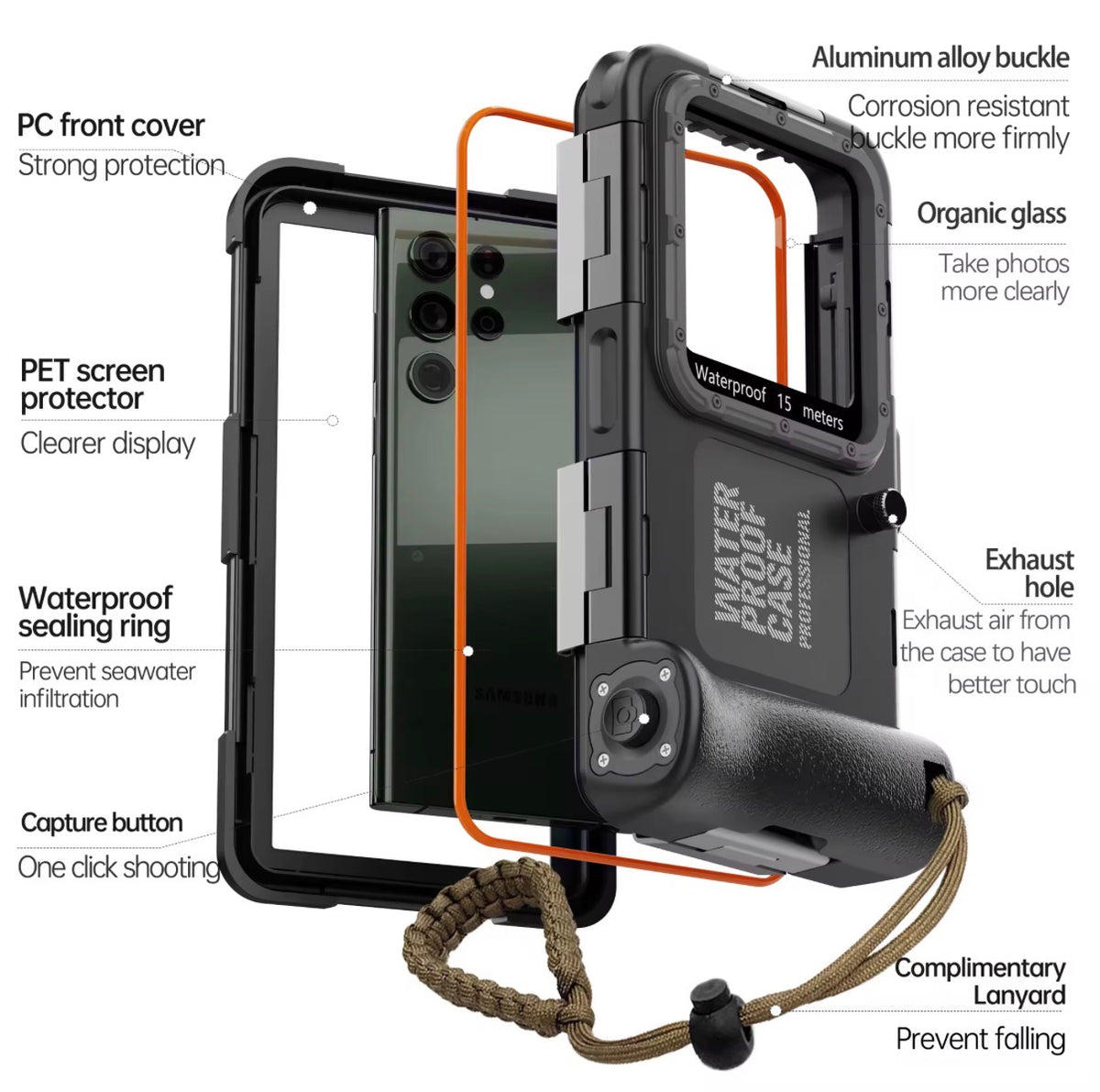 IP68 Waterproof & Shockproof Phone Case – 15M Diving Protection